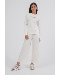 Sweatshirt with wording prints and embroidery
