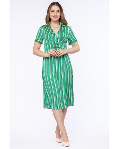striped women wrap dress