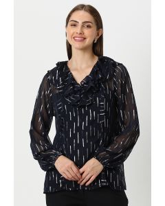 chiffon women top with metallic texture