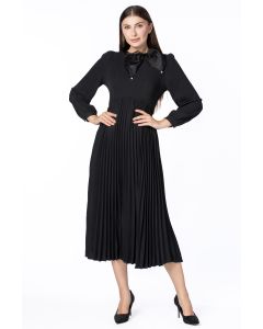 pleated women dress with bow