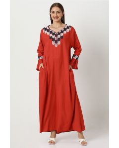 women maxi dress with embroidery
