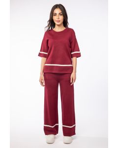 knitted women pants with lining on bottom legs