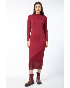 knitted women dress with contrast pleated layer