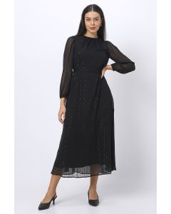longline women dress with shiny threading texture