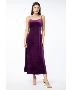 sleeveless velvet longline women dress