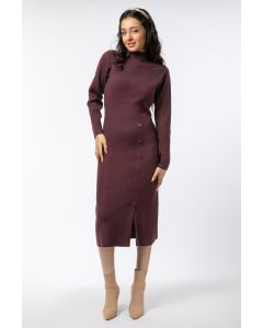 knitted women dress with buttons details