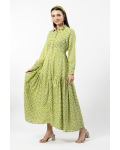 printed women maxi shirt dress