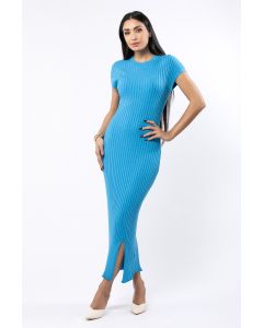 knitted women dress with front slit