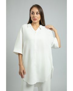 توب تونيك نسائي بلون سادة وأكمام ثلاثة أرباع