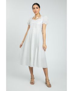 Women's Summer Midi Dress with Pumped Sleeves