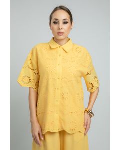Women’s Summer Shirt with Embroidered Perforated Slots