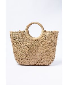 braided straw women hand bag