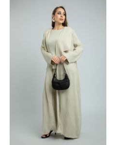 عباية نسائية طويلة الأكمام بتصميم كلاسيكي مع ياقة عريضة مطوية