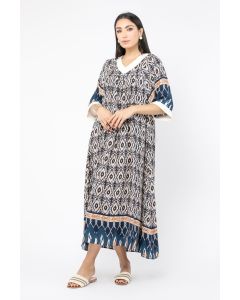 جلابية نسائية طويلة بطبعات ملونة