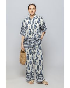 Women Flowy Wide Leg Summer Pants with Full Prints Pattern