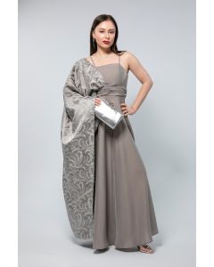 Womens Embellished Cape Maxi Dress - A Masterpiece for Special Occasions