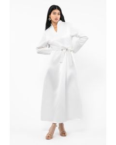 women satin maxi dress with belt