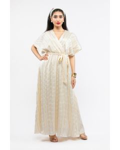 striped women wrap dress
