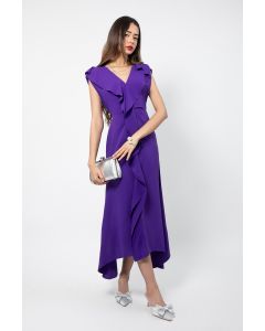 asymetric women dress with ruffles