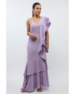 women maxi dress with layered ruffles