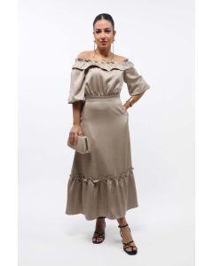 off-shoulder women dress with ruffle