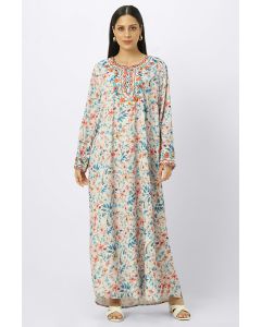 printed women mkhawer dress with embroidery