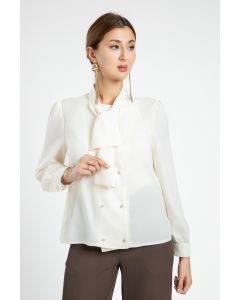BACK TO WORK Shirt with Tie Collar Detail