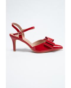 صندل نسائي بكعب رفيع ولمسة لامعة - أناقة العقدة