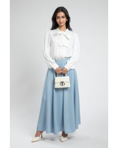 تنورة ماكسي واسعة بخصر مرتفع