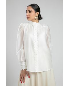 Scallop Trim Button Down Shirt