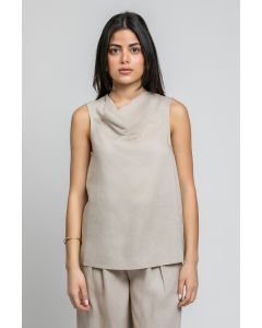 توب بدون أكمام بياقة منسدلة