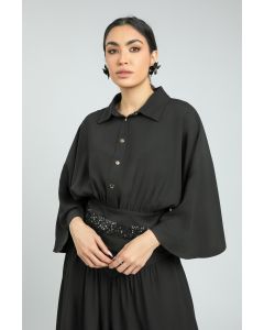 توب نسائي أنيق بأكمام كاب منسدلة