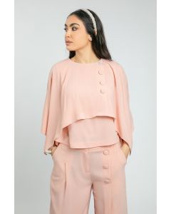 بلوزة نسائية بتصميم كيب متعدد الطبقات وقصير