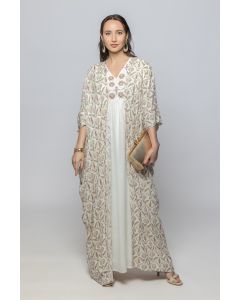 Women Short Sleeves Maxi Dress with Flowing Wide Sleeves