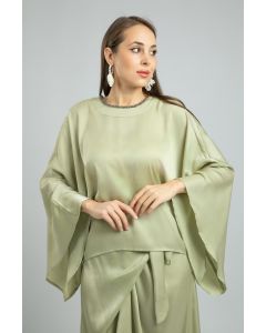 Long Angel-Style Sleeves Blouse - A Touch of Luxury with Satin Softness