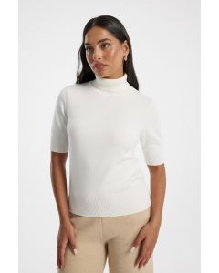 كنزة نسائية محبوكة بأكمام قصيرة