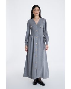 فستان ماكسي بأزرار أمامية