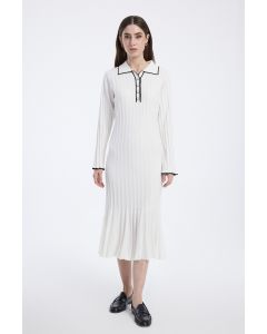 فستان ميدي محبوك مضلع