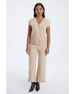 بنطلون محبوك واسع بفتحة جانبية