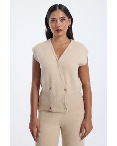 فيست تريكو بدون أكمام بتفاصيل أزرار