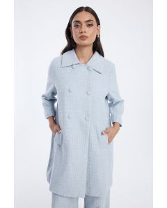 معطف نسائي طويل بإغلاق أمامي بأزرار