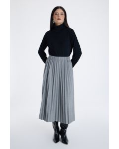 تنورة نسائية طويلة بليسيه بخصر مطاطي