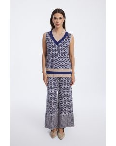Knit Pants with Geometric Pattern