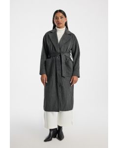 Long Coat with Belt and Front Pockets