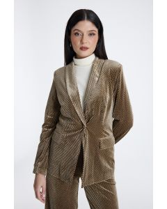 بليزر نسائي مخملي منقوش بقصة ضيقة