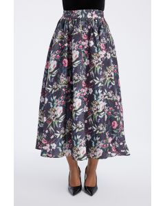 تنورة نسائية طويلة مطبعة بالزهور