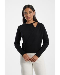 كنزة محبوكة بقصة غير متماثلة