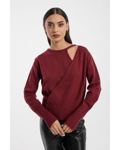 كنزة محبوكة بقصة غير متماثلة