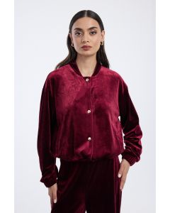 جاكيت قصير من المخمل بأزرار أمامية