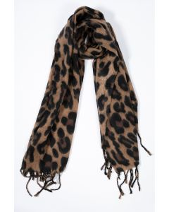 وشاح بنقشة حيوانية مع شراشيب